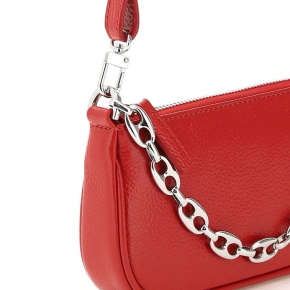BY FAR Mini Rachel Red Gloss Grained Bag - Picture 4 of 13